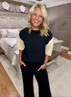 Black & Beige Quilted Top and Pant SET