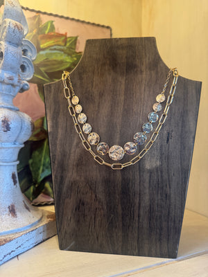 Gold Disc & Paperclip Layered Necklace