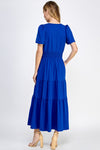 Royal Blue Tiered Tshirt Midi Dress