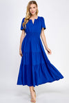 Royal Blue Tiered Tshirt Midi Dress