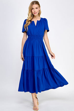 Royal Blue Tiered Tshirt Midi Dress