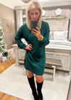 Hunter Green Long Sleeve Mini Sweater Dress