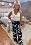 Floral Wide Leg Pant with Smocked Waist