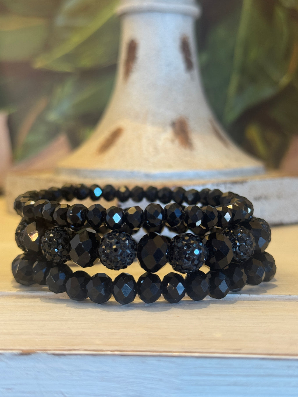 Black Beaded Bracelet Set