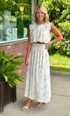 Floral Balloon Hem Cropped Blouse & Skirt SET