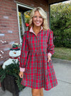 Plaid Dress with Stripe Contrast Detail