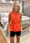 Coral Red Peplum Vest