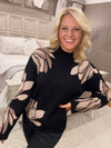 Black Flower Patterned Sweater