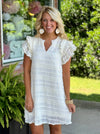 Cream Ruffle Dress with Flutter Sleeves