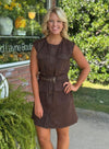 Sleeveless Animal Print Suede Dress