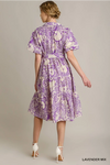 Lavender Mixed Print Midi Dress