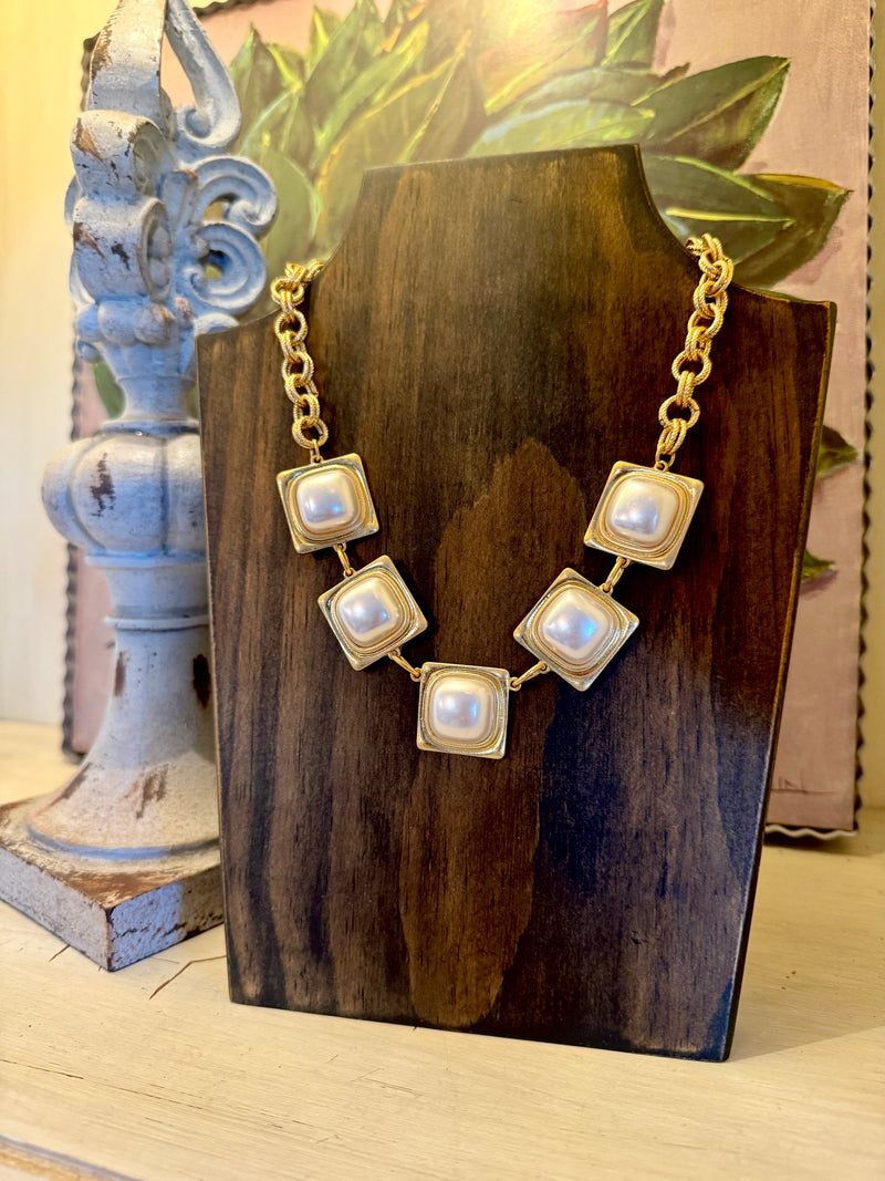 Pearl & Gold Chain Statement Necklace