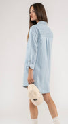 Chambray Stripe Mini Shirt Dress