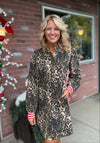 Leopard Dress with Stripe Contrast Detail