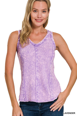 Lavender Crinkle Washed Tank