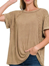 Washed Mocha Olive Ribbed Top