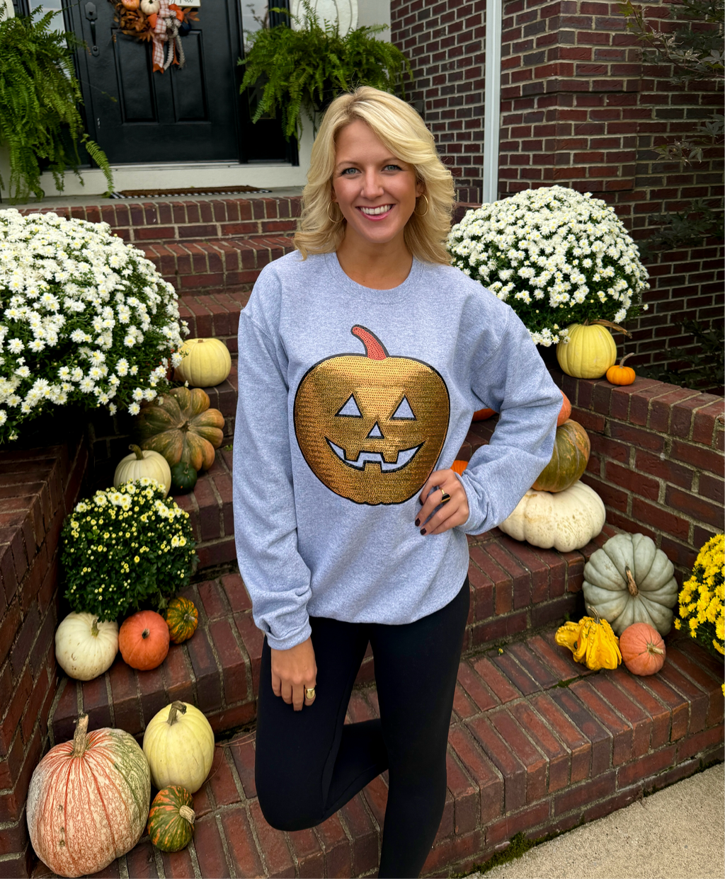 Custom Sequin Pumpkin Sweatshirt