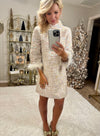 Sequin Mini Dress with Feather Sleeve Detail **Pre-order**