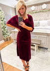 Kimono Sleeve Velvet Midi Dress