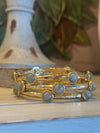 Grey & Gold Beaded Stretch Bracelet
