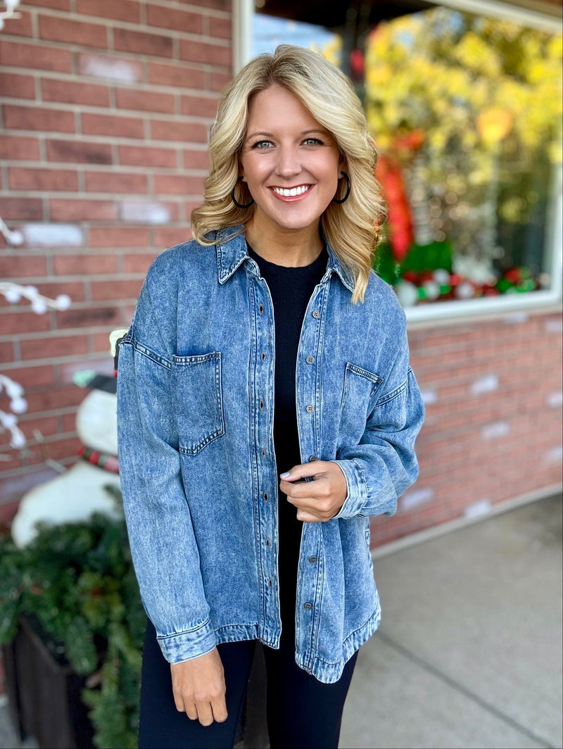 Chambray Button Down Top