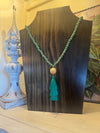 Green Beaded Tassel Necklace