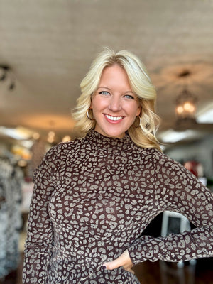 Brown Leopard Mesh Layer Top