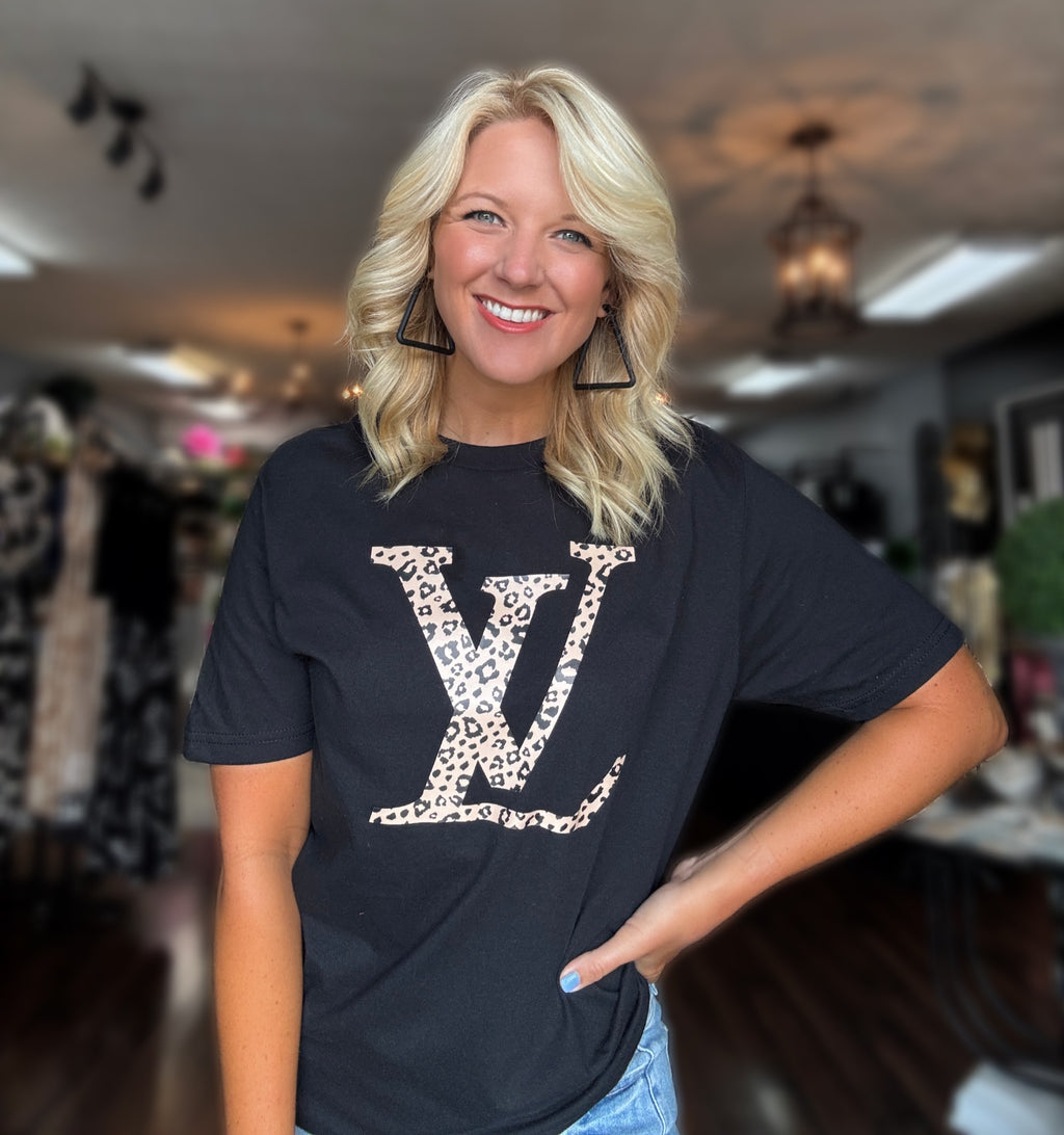 Custom LV Cheetah Black Tee *Pre-Order*