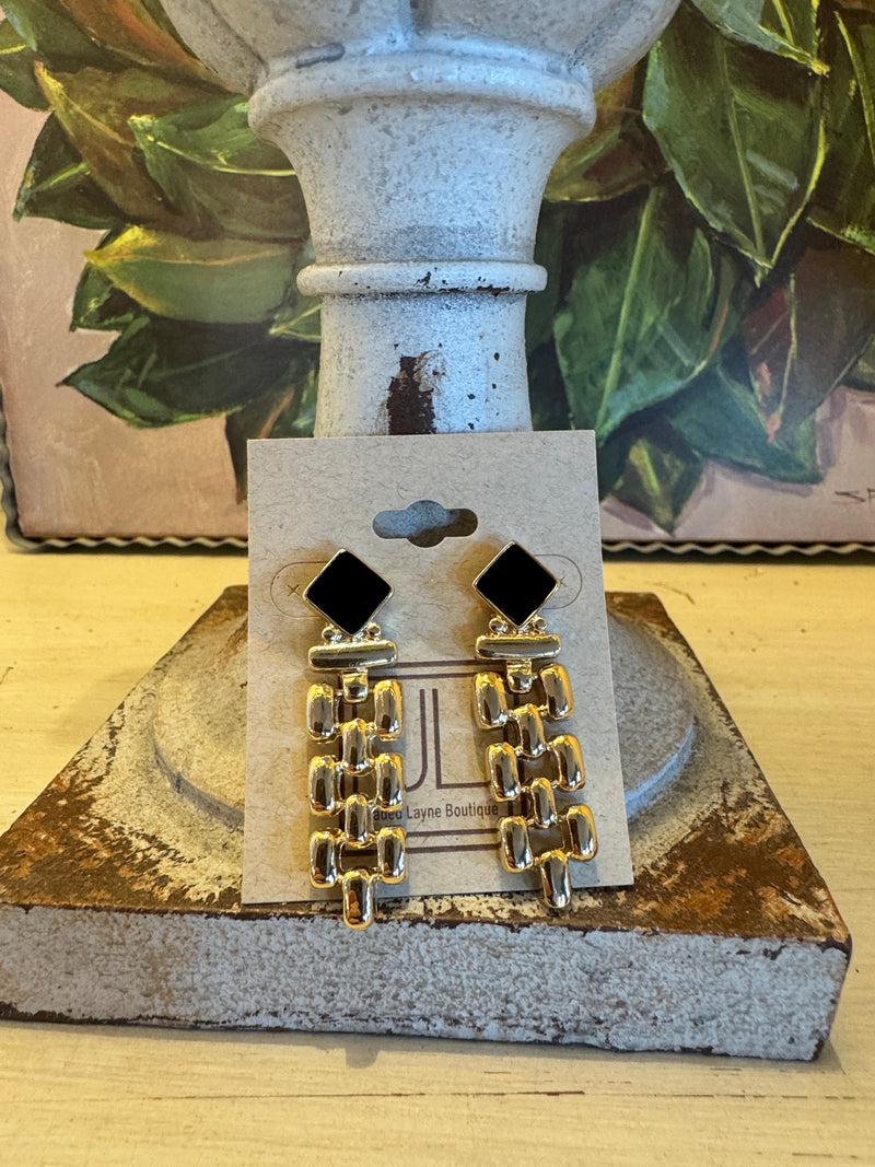 Black & Gold Chain Earring