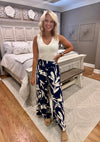 Floral Wide Leg Pant with Smocked Waist