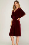 Kimono Sleeve Velvet Midi Dress