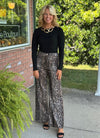 Wide Leg Blushed Fabric Cheetah Pant