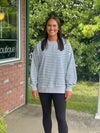 Blue Stripe Tunic Top with Grey Accent Detail