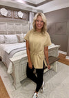 Drop Shoulder Top with Cinched Waist Detail