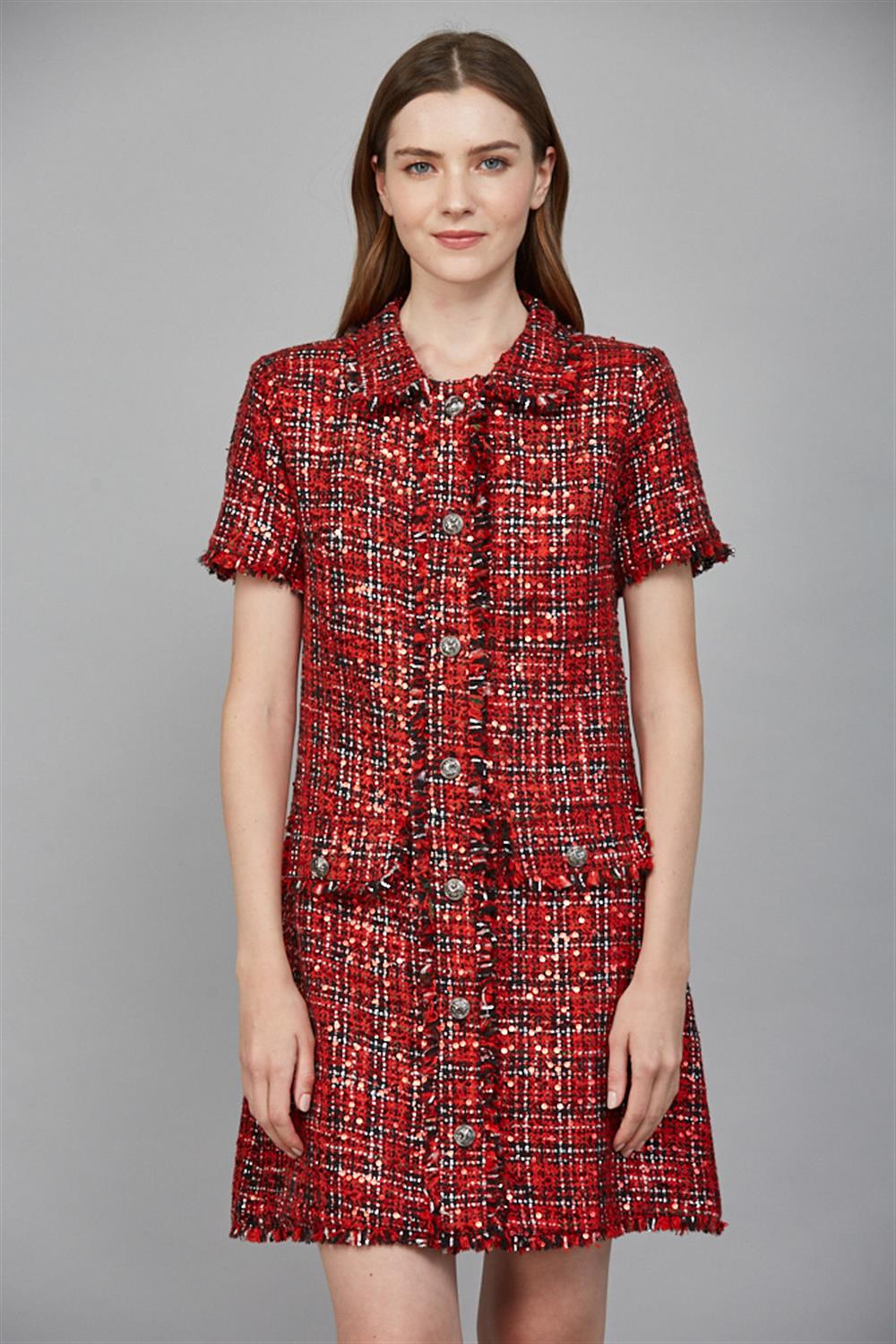 sequin plaid dress Jade Plaid Sequin Sleeveless Short Dress