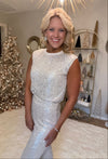 Champagne Sequin Pant & Muscle Top SET