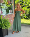 Olive Maxi Dress with Beaded Halter Neckline