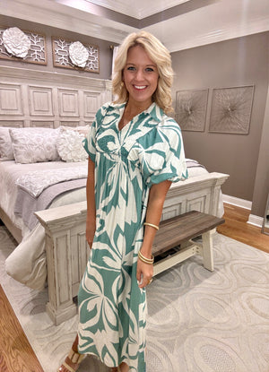 Tropical Print Midi Dress