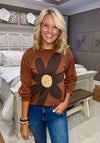 Brown Floral Patch Top
