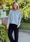 Grey Stripe Textured Half Zip Sweatshirt