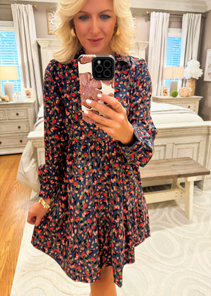 Floral Printed Corduroy Dress