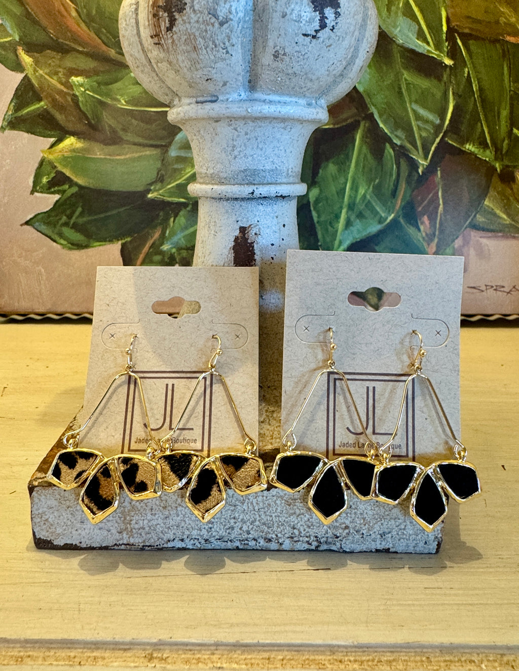 Leather & Gold Statement Earrings