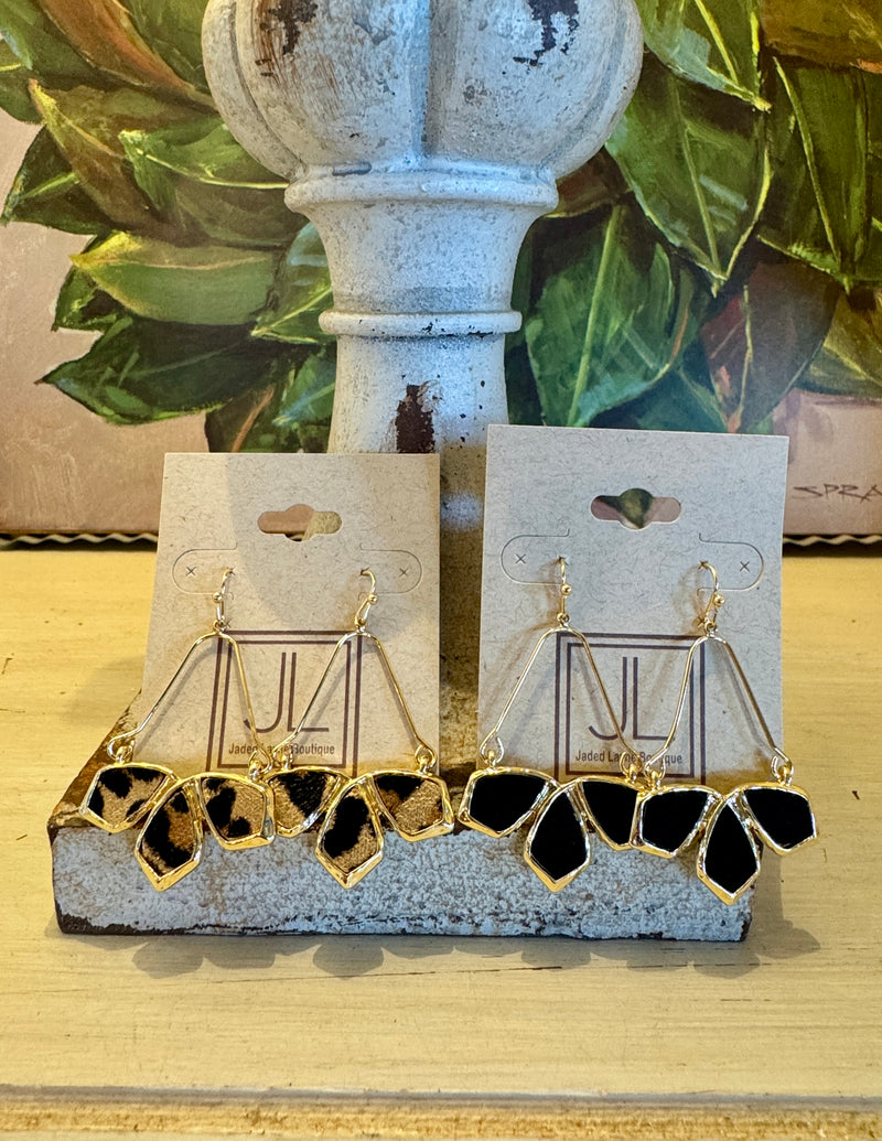 Leather & Gold Statement Earrings