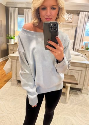 Heather Grey Wide Neck Sweatshirt