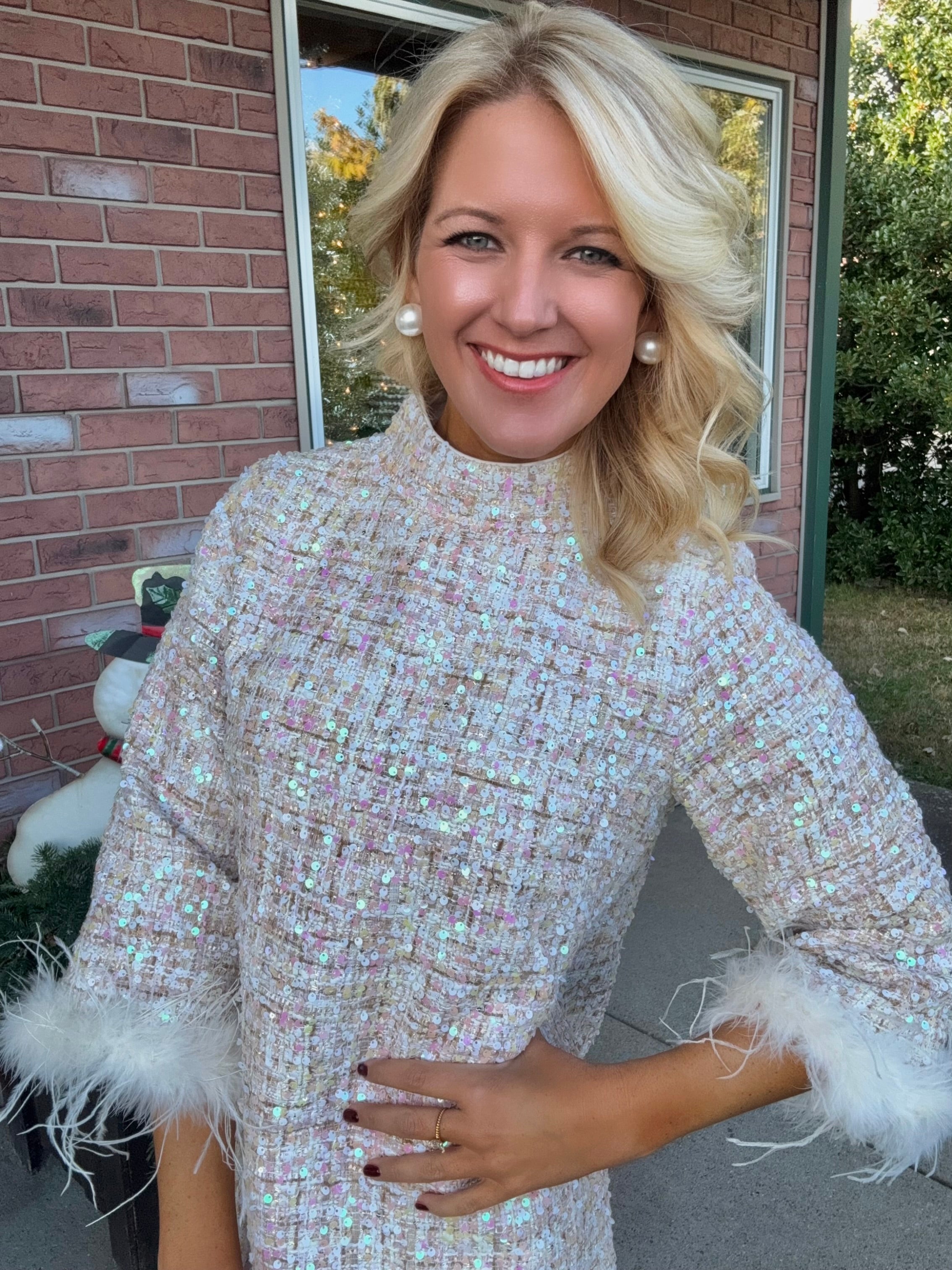 Sequin Mini Dress with Feather Sleeve Detail – Jaded Layne Boutique