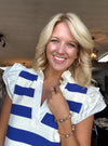 Royal Blue Stripe Dress with Ruffle Details