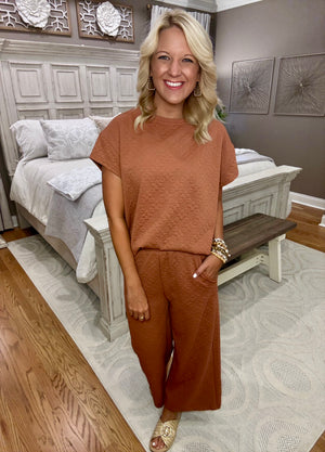 Flower Textured Top and Pant SET