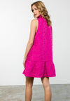 Hot Pink Mock Neck Textured Dress