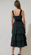 Plaid Tiered Ruffle Midi Dress