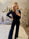 Black Shimmer Top & Wide Leg Pant SET